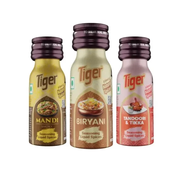 Tiger Mandi, Tiger Chicken Biryani, Tiger Tandoori Tikka Food Essence Seasoning Liquid Spices - 18 * 3-54 ML, Herbkart8t77110k-c094L.webp, Herbkart8t77110k c094L