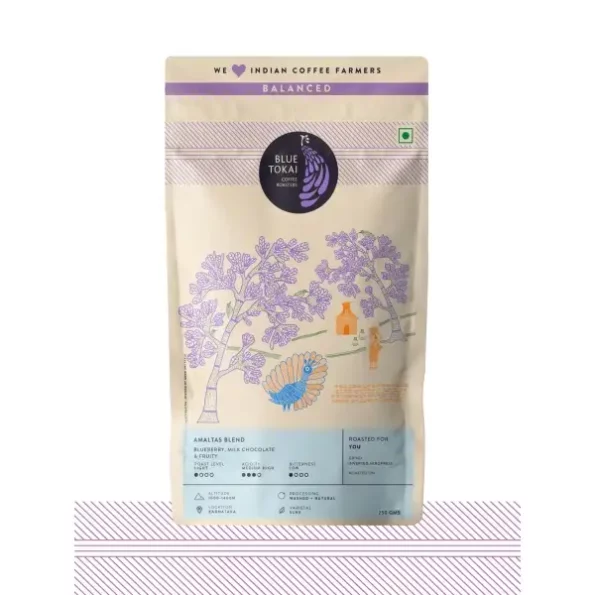 Blue Tokai Coffee Roasters Amaltas Blend - Light Roast (Inverted Aeropress Grind) 250g available on Herbkart