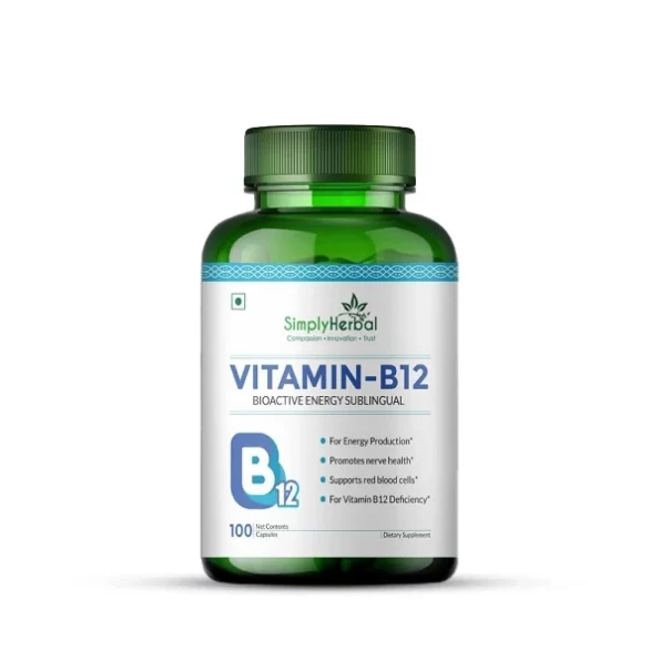 Simply Herbal Vitamin B12 Cyanocobalamin - 100 Capsules available on Herbkart