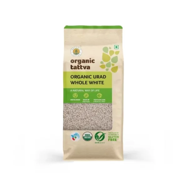 Organic Tattva Urad Dal Whole White, 500g available on Herbkart