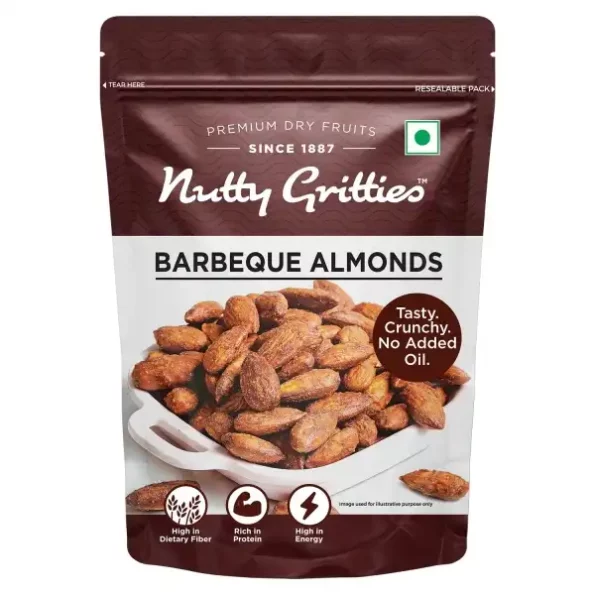 Nutty Gritties Party snacks Barbeque Almonds (BBQ) 200g available on Herbkart