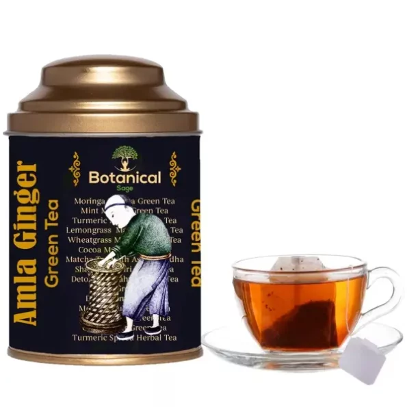 Botanical Sage - Amla Ginger Green Tea 30 Pyramid Tea Bags available on Herbkart