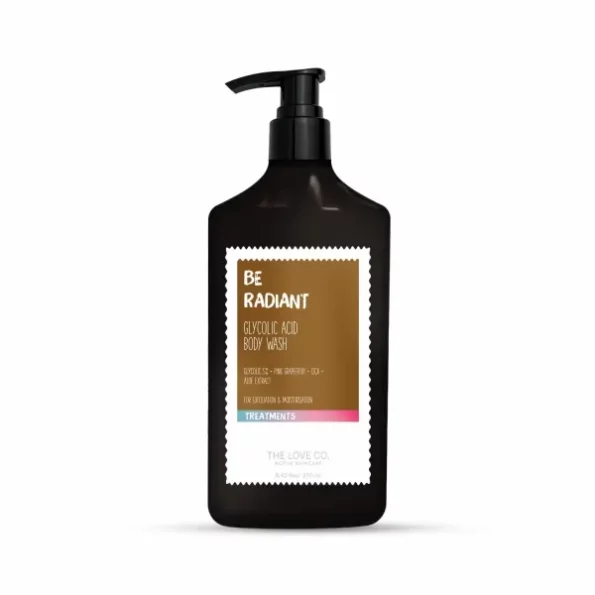 THE LOVE CO Be Radiant 5% Glycolic Acid Body Wash - 250ml available on Herbkart