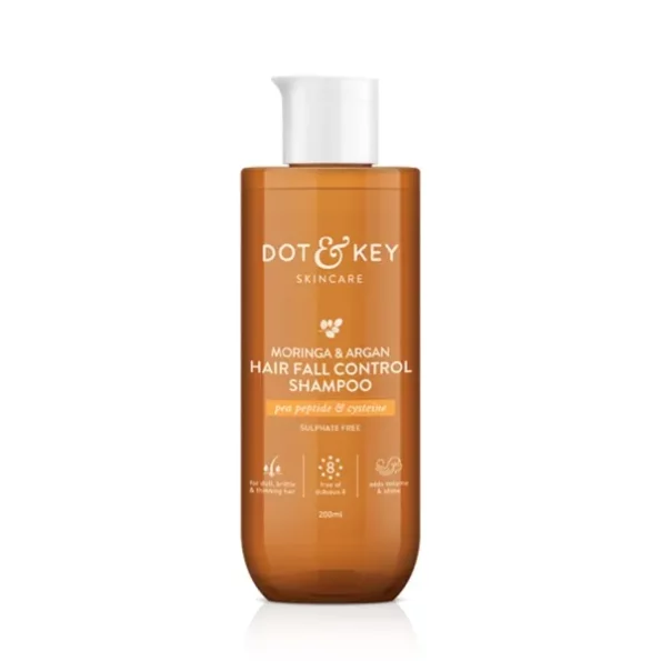 Dot & Key Moringa & Argan Hair Fall Control Shampoo With Pea Peptide & Cysteine, 200ml available on Herbkart