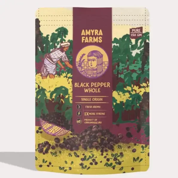 Amyra Farms Black Peppercorn (Kali Mirch) 250 g available on Herbkart