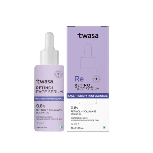 Twasa 0.8% Retinol Serum For Face Anti Aging With Bakuchiol (30 ml) available on Herbkart