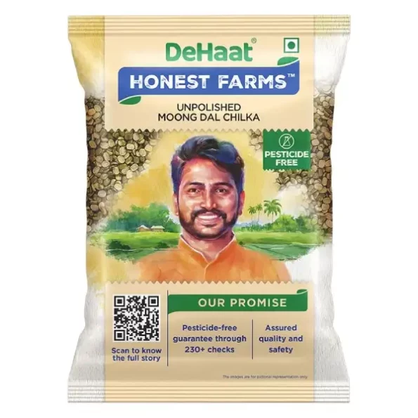 DeHaat Honest Farms Pesticide Free Unpolished Moong Dal Chilka 500 GM available on Herbkart