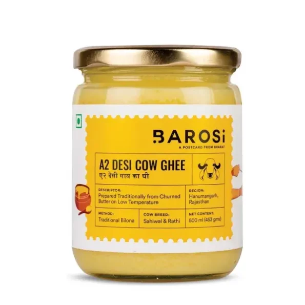 Barosi Premium A2 Cow Ghee 500 ml available on Herbkart