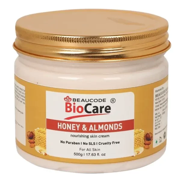 BEAUCODE BioCare Honey & Almonds Cream For Face & Body | Whitening and Brightening | Softening and Nourishing Cream | No Paraben | No SLS| Cruelty free | for all Skin -500g, Herbkart8t7711hG0dSj3S.webp, Herbkart8t7711hG0dSj3S