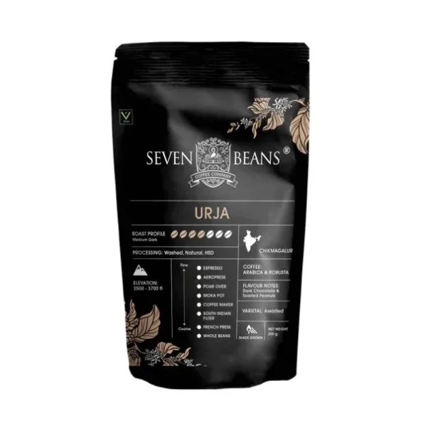 Seven Beans Coffee Company Urja, Medium Dark Roast, Single Origin - 250 g (Pour Over Grind) available on Herbkart