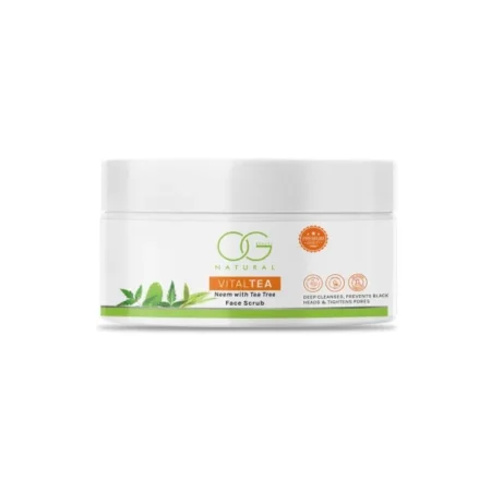 OG BEAUTY Natural Vitaltea Neem With Tea Tree Face Scrub | Infused with Neem and Tea Tree Extract | Prevents Acne & Soothes Irritated Skin | Suitable for All Skin Types | 125 GM