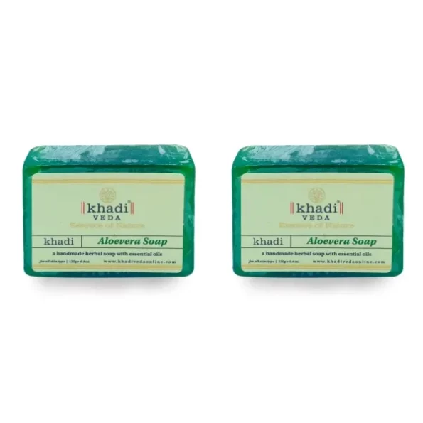 Khadi Veda Aloe Vera Herbal Hand made Bathing Soap Bar 125 gm each(Pack of 2) available on Herbkart