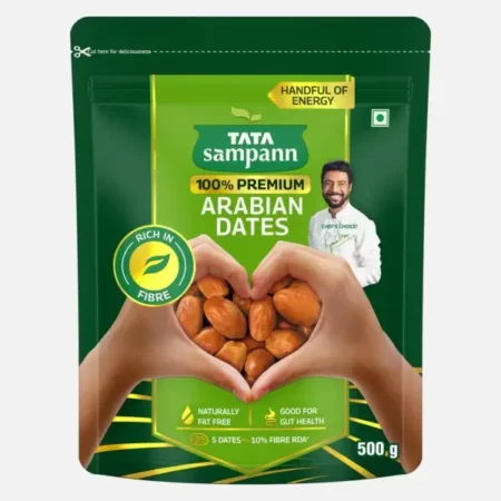 Tata Sampann Premium Arabian Dates/Khajoor, 500g, Rich in Fibre, Naturally Fat-Free, Good for Gut Health
