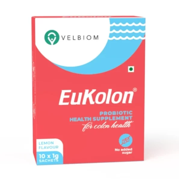 Velbiom Eukolon for Boosting Colon Health Improves - 1g*10 sachets, Lemon Flavour available on Herbkart