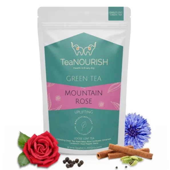 TeaNOURISH Mountain Rose Green Tea - 50 g available on Herbkart