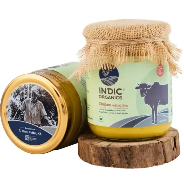 Indic Organics Forest Grazing Rare Malnad Gidda Desi Cow'S A2 Ghee (500 Ml) available on Herbkart