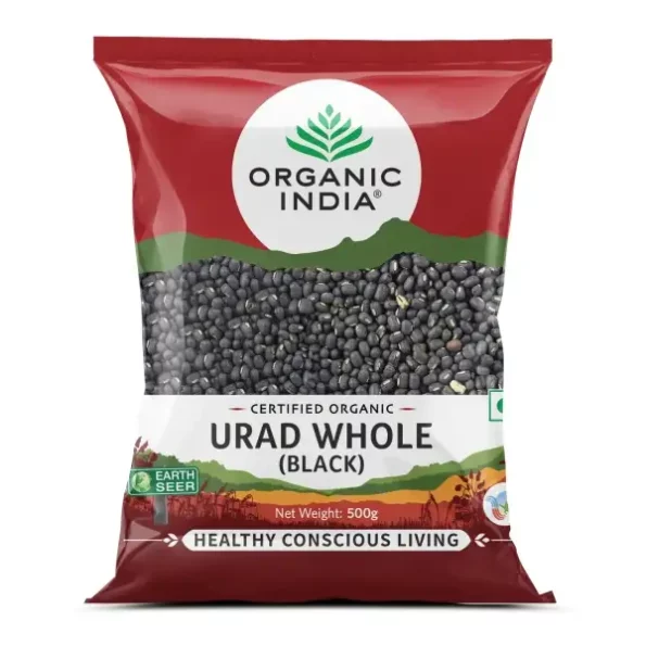 ORGANIC INDIA Organic Urad Whole (Black) 500 grams available on Herbkart