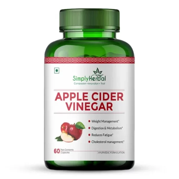 Simply Herbal Organics Apple Cider Vinegar 500mg Supplement - 60 Veg Capsules available on Herbkart