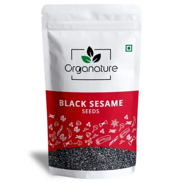 Organature Whole Fresh and Natural Black Sesame Seeds (400 Grams) available on Herbkart