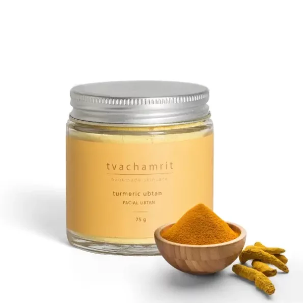 Tvachamrit Turmeric Ubtan with Kashmiri Saffron 75g available on Herbkart