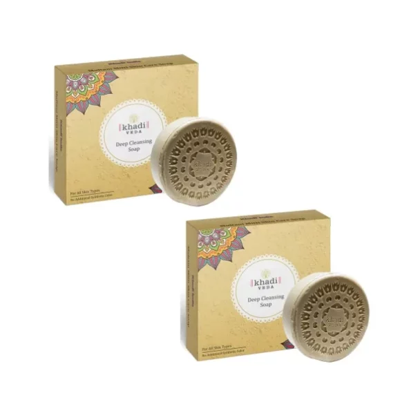 Khadi Veda Multani Mitti & Deep Cleansing Bath Soap 100 gm Each (Pack of 2) available on Herbkart