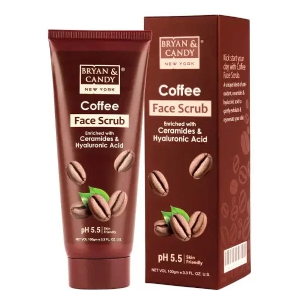 Bryan & Candy Coffee Face Scrub Enriched with Ceramides & Hyaluronic Acid (100gm) available on Herbkart