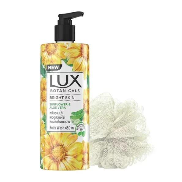 Lux Botanicals Bright Skin Shower Gel, Free Loofah, 450 ml available on Herbkart