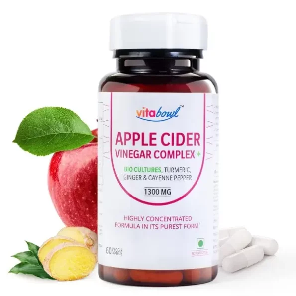 Vitabowl Apple Cider Vinegar Complex+ | with Pre & Probiotic | 110 Billion CFUs | Helps in Weight Management | Boosts Gut Health - 60 Veg Capsules, Herbkart8t761rxPbTUrfL.webp,
