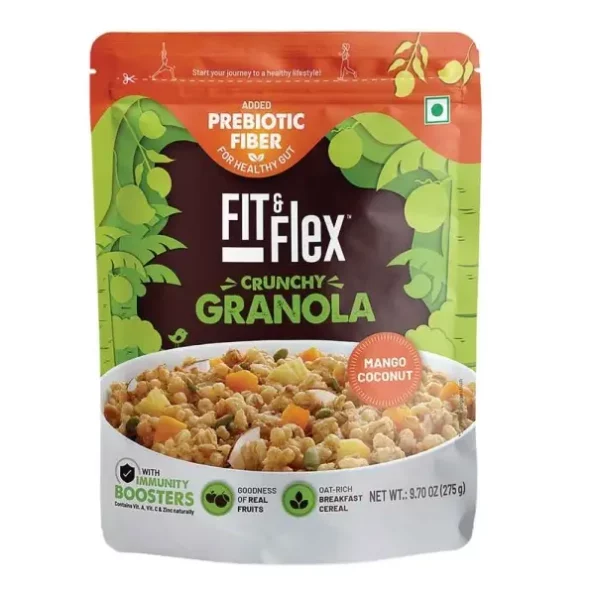 Fit & Flex Baked Granola, Mango Coconut, Oat Rich Cereal - 275 GM, Herbkart8t751isLIe20FrL.webp, Herbkart8t751isLIe20FrL