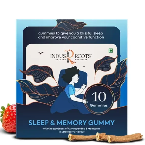 Indus Roots Sleep Gummies for Deep Sleep, With Melatonin 5mg and Ashwagandha, Strawberry Flavor - 10 Gummies available on Herbkart