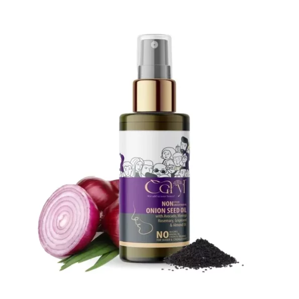 Caryl 100 ML Onion Black Seed Hair Oil with Avocado, Rosemary, Grapeseed and Almond Oil available on Herbkart