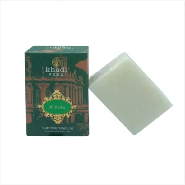 khadi VEDA 30 Herbs Skin Nourishment Bathing Soap Bar 100gm available on Herbkart