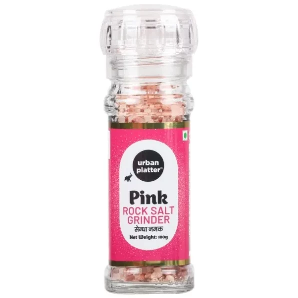 Urban Platter Pink Himalayan Rock Salt Grinder, 100g available on Herbkart