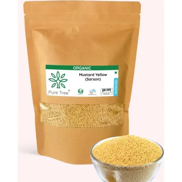 Pure Tree Certified Organic Yellow Mustard Seeds 100 g available on Herbkart