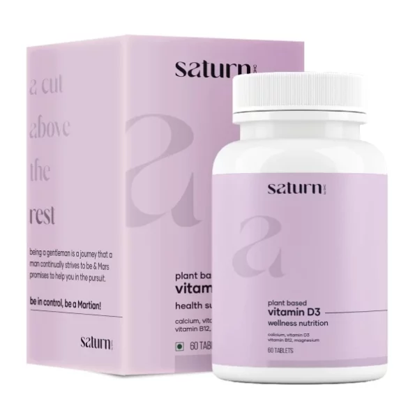 Saturn by GHC Vitamin D3 400 IU + Calcium 1000mg - 60 Tablets available on Herbkart