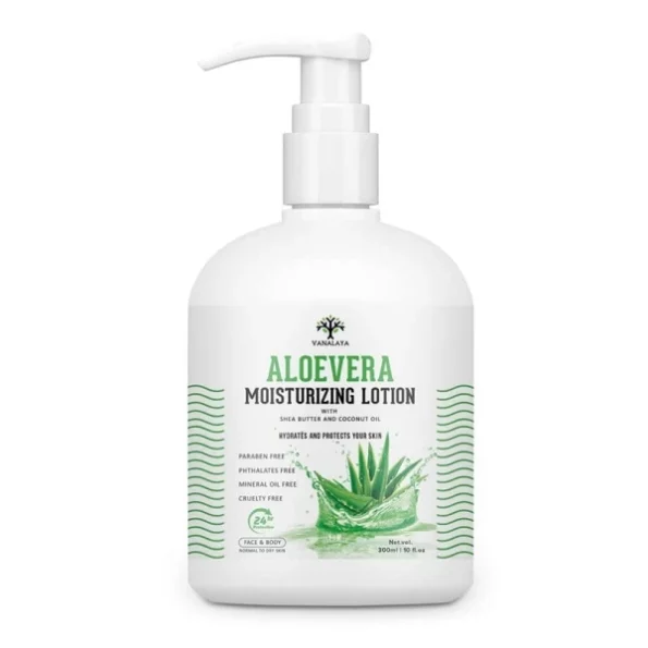 Vanalaya Aloe Vera Moisturizing Lotion with shea butter Vitamin E and coconut oil 300ml available on Herbkart