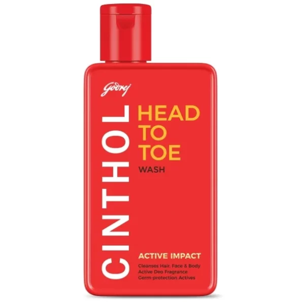 Cinthol Head to Toe - 3-in-1 Wash (Shampoo, Face Wash & Body Wash) with Argan Oil & Neem Actives (190ml) available on Herbkart