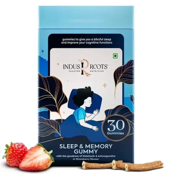 Indus Roots Sleep Gummies for Deep Sleep, With Melatonin 5mg and Ashwagandha, Strawberry Flavor - 30 Gummies available on Herbkart