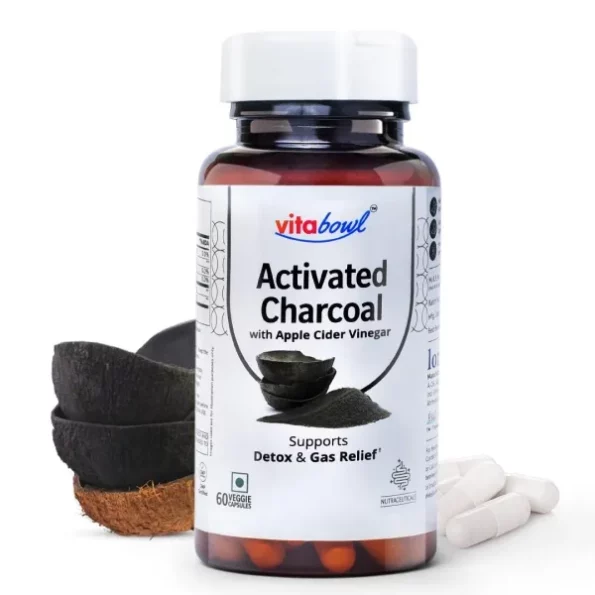 Vitabowl Activated Charcoal with Apple Cider Vinegar 60 Veg Capsules available on Herbkart