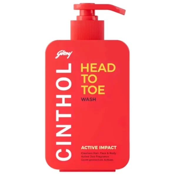 Cinthol Head to Toe - 3-in-1 Wash (Shampoo, Face Wash & Body Wash) with Argan Oil & Neem Actives (300ml) available on Herbkart