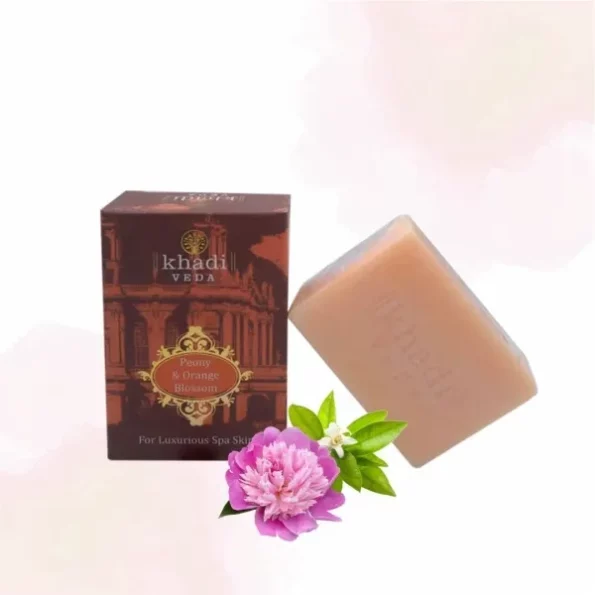 khadi VEDA Peony & Orange Mystique Premium Bathing Soap Bar 100 gm each (Pack of 2), Herbkart8t751SAA8t-NQL.webp, Herbkart8t751SAA8t NQL