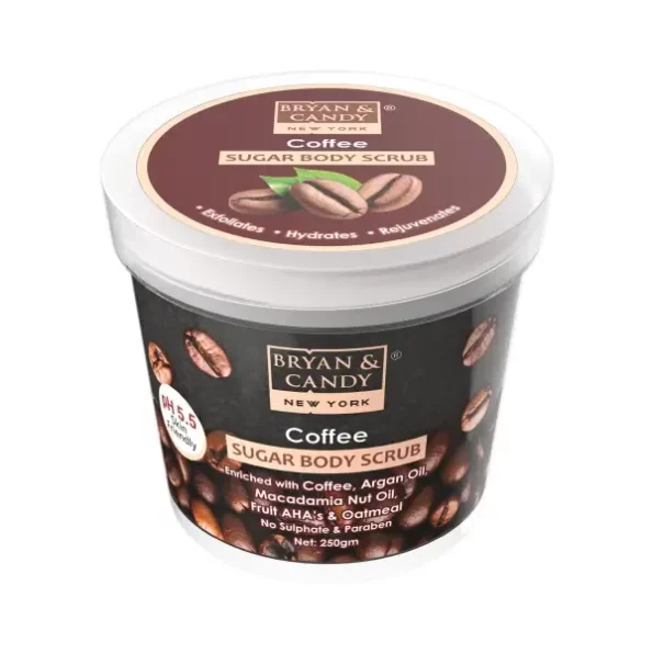 Bryan & Candy Coffee Sugar Body Scrub PH 5.5 For Tan Removal & Exfoliation - 250g available on Herbkart