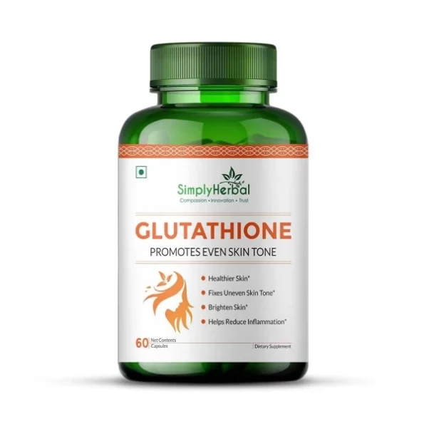 Simply Herbal L Glutathione 1000mg Capsules With Vitamin C & E - 60 Veg Capsules available on Herbkart