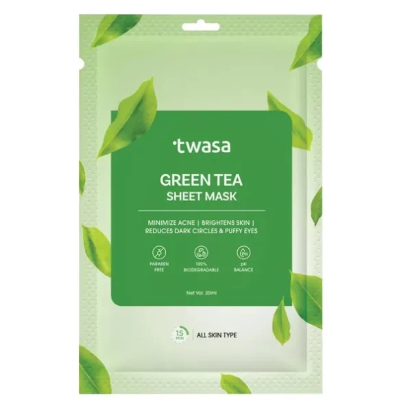 Twasa Green Tea Sheet Mask available on Herbkart