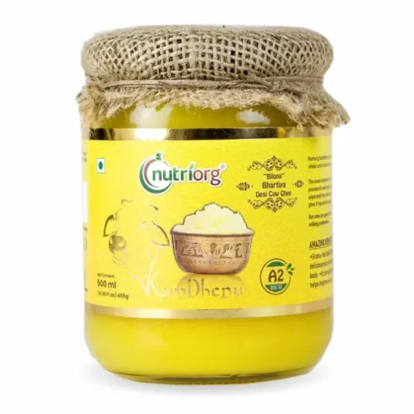 Nutriorg A2 Cow Ghee, 100% Cow Ghee, 500 ml available on Herbkart