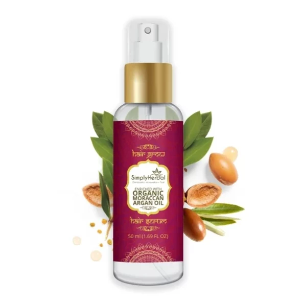 Simply Herbal Organics Moroccan Argan Oil Total Repair Instant Smoothing Hair Serum 50 Ml available on Herbkart