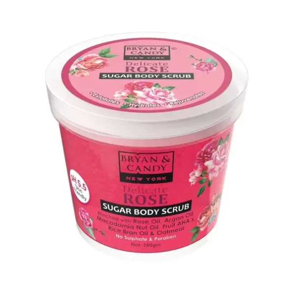 Bryan & Candy Sugar Body Scrub PH 5.5 For Tan Removal & Exfoliation 250g (Delicate Rose) available on Herbkart