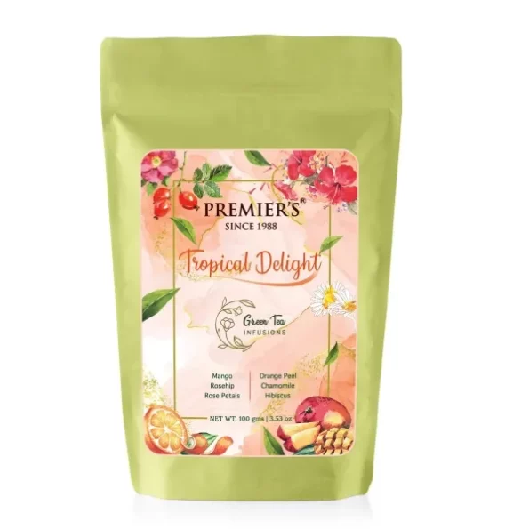 Premiers Tropical Delight, Green Tea Infusions with Mango Flavour, 100 Gms, 50 Cups available on Herbkart