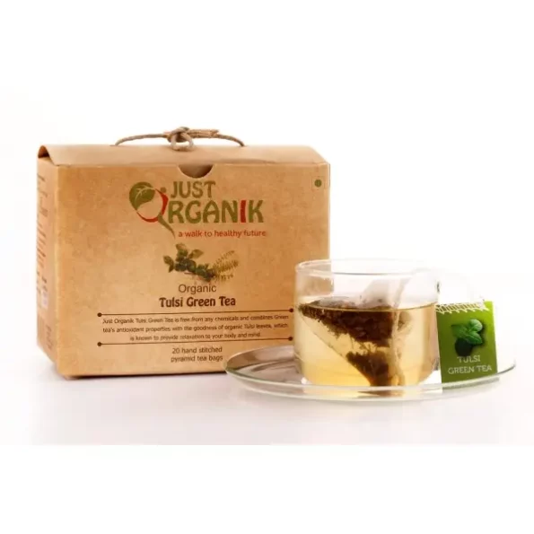 Just Organik Tulsi Green Tea Pyramid Tea Bags (20), Herbkart8t761l41UjaeuL.webp, Herbkart8t761l41UjaeuL