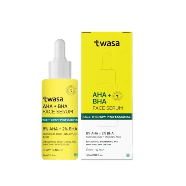 Twasa 8% AHA + 2% BHA Exfoliating Face Serum AHAs (Glycolic Acid) & BHAs (Salicylic Acid) Serum 30ml available on Herbkart